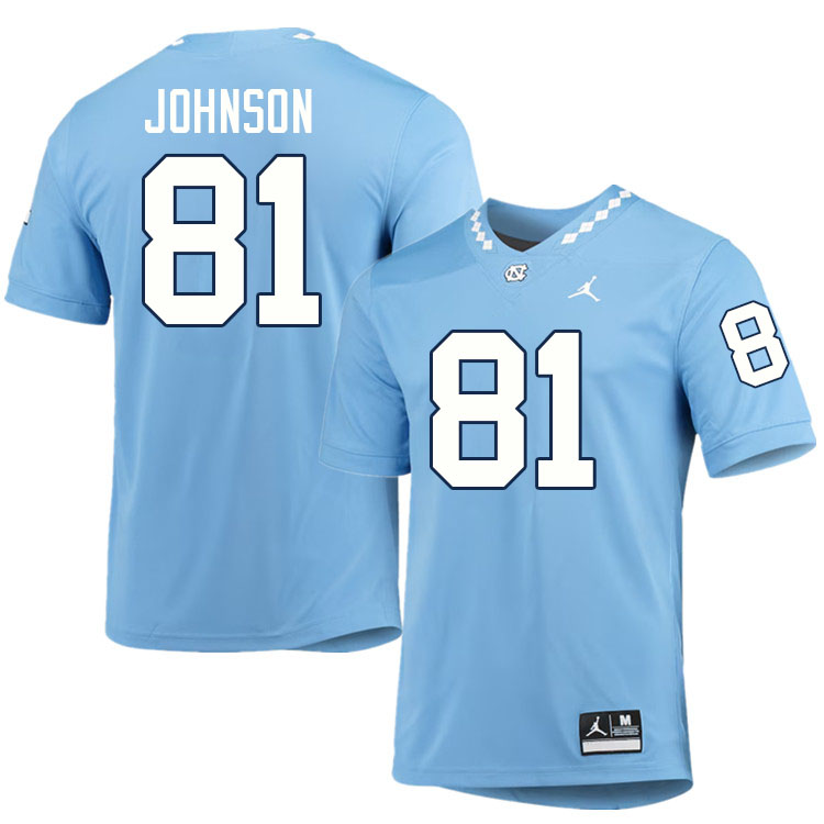 #81 Aziah Johnson North Carolina Tar Heels College Football Jersey Stitched-Carolina Blue
